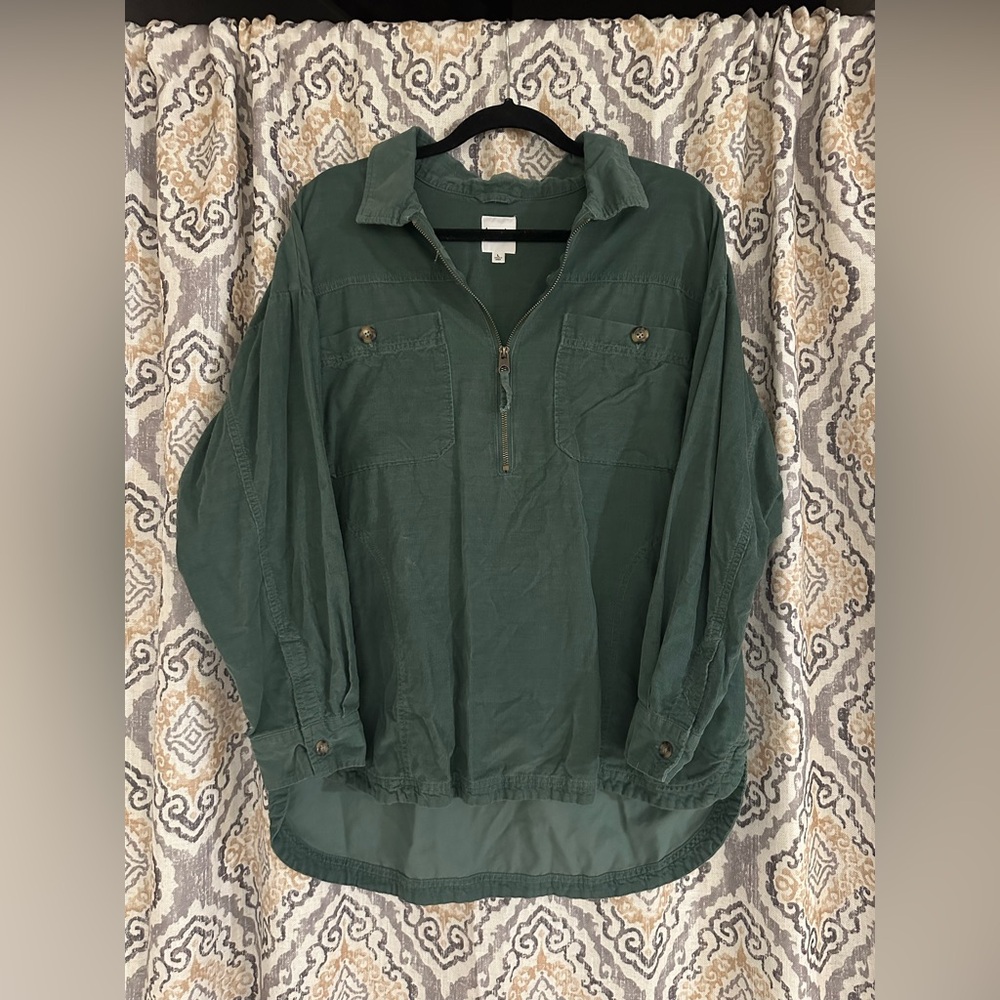 Green Corduroy Quarter Zip